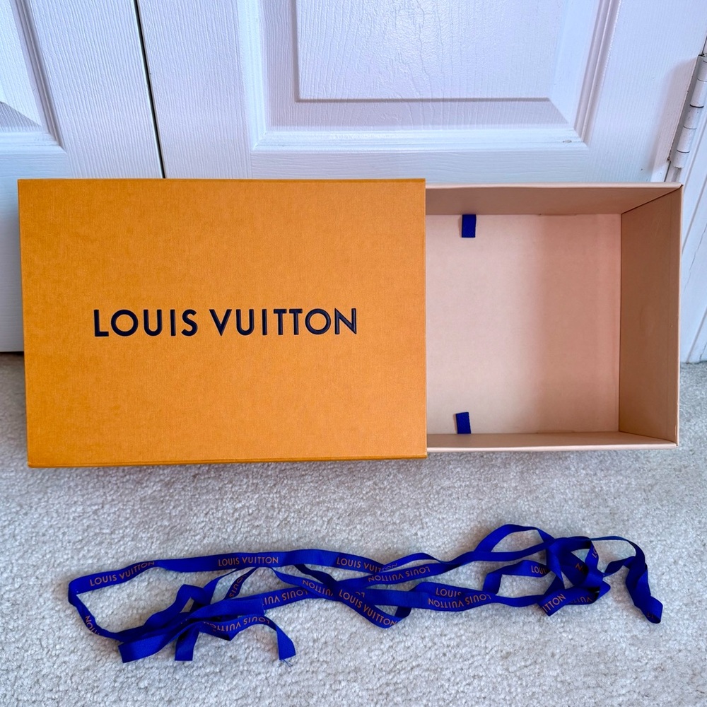 Louis Vuitton Empty Drawer Box 12x8.75x5” and Blue Louis Ribbon 50+ inches